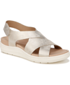 Dr. Scholl's Women's Time Off Fun Ankle Strap Wedge Sandals In Metallic Gold Faux Leather