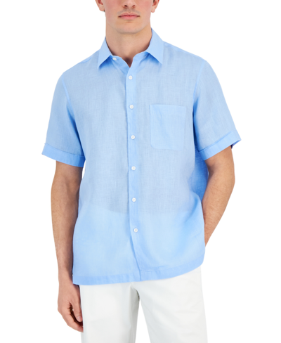Club Room Men's 100% Linen Shirt, Created For Macy's In Peri Glaze