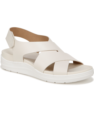 Dr. Scholl's Women's Time Off Sea Slingback Wedge Sandals In Off White Faux Leather
