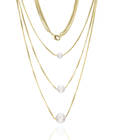By Adina Eden Triple Imitation Pearl Pendant Chain Necklace In Gold