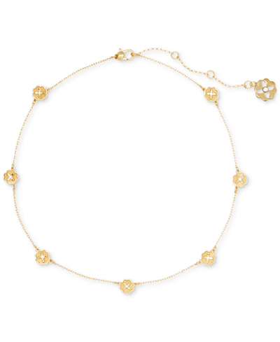 Kate Spade Gold-tone Heritage Bloom Station Necklace, 16" + 3" Extender In Clear,gold