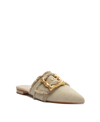 Schutz Enola Frayed Buckle Ballerina Mules In Beige