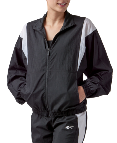 Reebok Women's Back Vector Colorblocked Track Jacket In Black