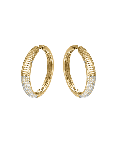 By Adina Eden Pave X Ridged Hoop Earring In Gold