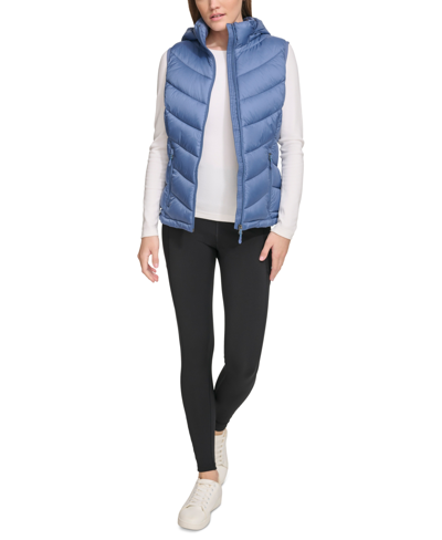 Charter Club Women's Packable Hooded Puffer Vest, Created For Macy's In Blue Dusk
