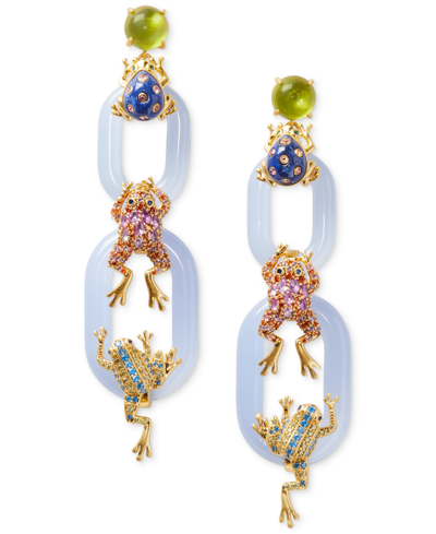 Kate Spade Gold-tone Take The Leap Linear Earrings In Blue,multi