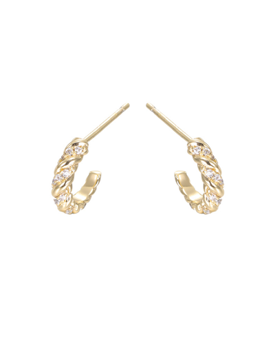 By Adina Eden Pave Twisted Rope Open Hoop Earring In Gold