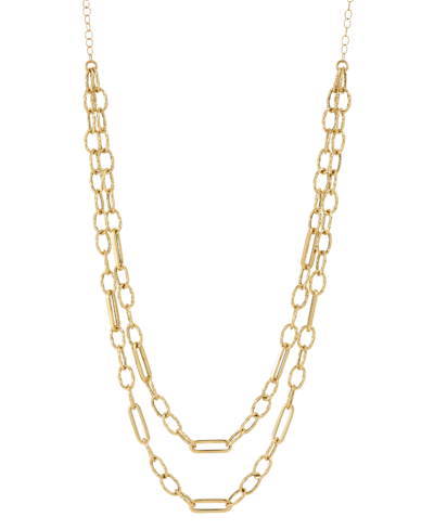 Macy's Polished & Twist Style Paperclip Link Layered Necklace In 14k Gold, 18" In Yellow Gold