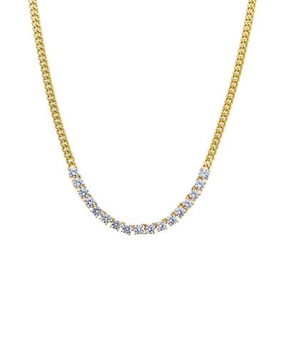 By Adina Eden Multi Cubic Zirconia Solitaires Cuban Link Choker Necklace In Gold