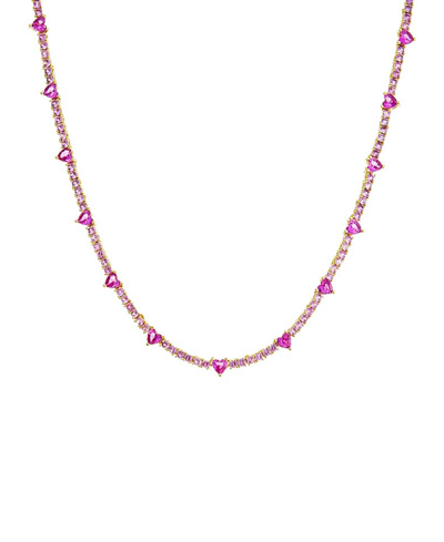 By Adina Eden Cubic Zirconia Heart Accented Tennis Necklace In Gold