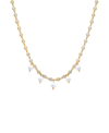 BY ADINA EDEN MULTI CUBIC ZIRCONIA DANGLING IMITATION PEARL CHAIN NECKLACE