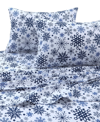 Tribeca Living Holiday Printed Cotton Flannel Extra Deep 3-pc. Sheet Set, Twin Xl In Blue Snowflakes