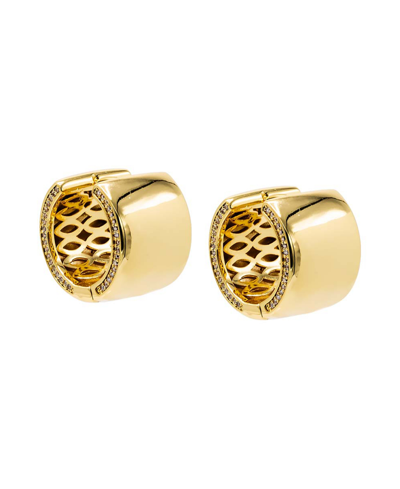 By Adina Eden Accented Pave Wide Huggie Earring In Gold