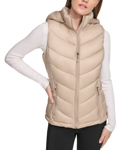 Charter Club Women's Packable Hooded Puffer Vest, Created For Macy's In Sand