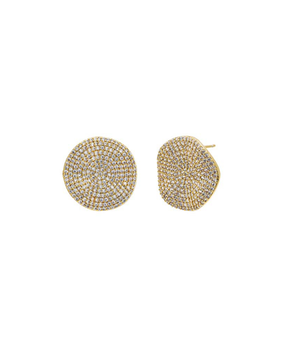 By Adina Eden Pave Indented Circle On The Ear Stud Earring In Gold