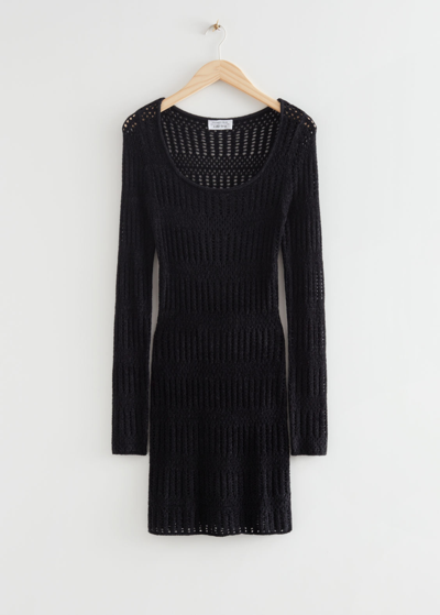 Other Stories Fitted Crochet Mini Dress In Black