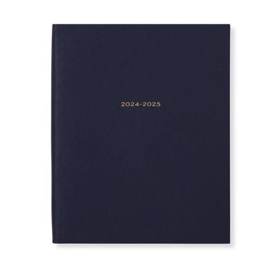 Smythson 2024-2025 Portobello Weekly Vertical Agenda In Panama In Navy