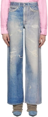 Our Legacy Wide Fit Digital Denim Print Trousers In Blue