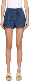 Valentino Drawstring Denim Shorts In 558 Medium Blue Deni