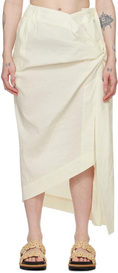 Issey Miyake Off-white Twisted Midi Skirt In 02-off-white