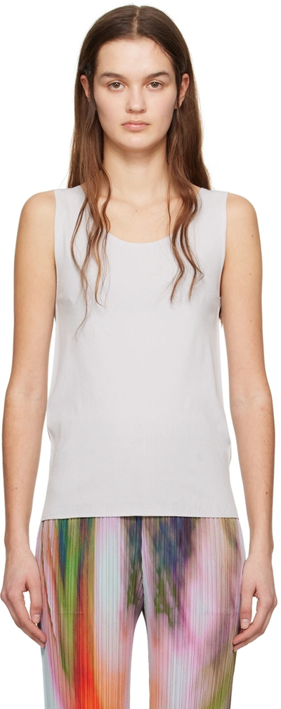 Issey Miyake Grey A-poc Tank Top In 10 Light Grey