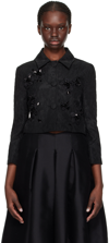 Shushu-tong Shushu/tong Beaded Wool Blend Cloqué Crop Jacket In Ba100 Black