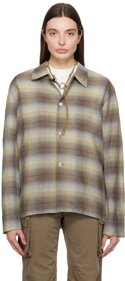Our Legacy Green & Brown Check Shirt In Murky Static