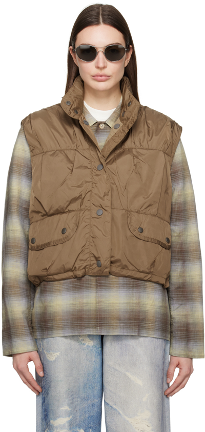 Our Legacy Beige Exhale Puffa Waistcoat In Cavalry Olive