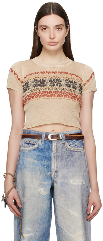 Our Legacy Beige Cropped T-shirt In Hemp Snow Fairy