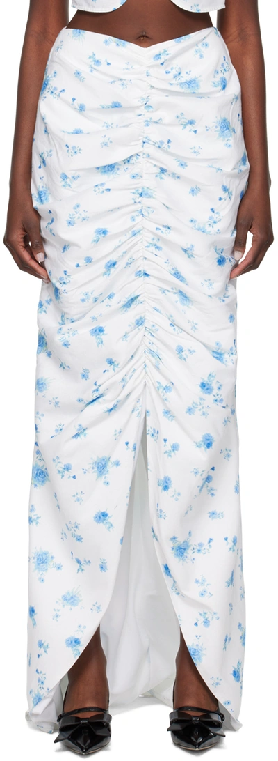 Shushu-tong White Floral Maxi Skirt In Pt243 Printing