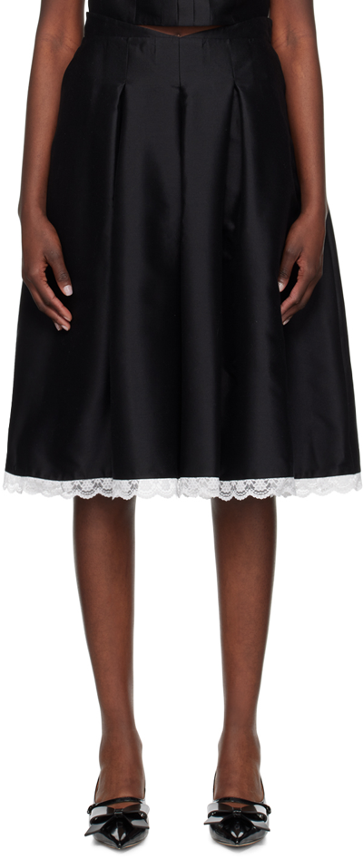 Shushu-tong Black Darted Midi Skirt In Ba100 Black