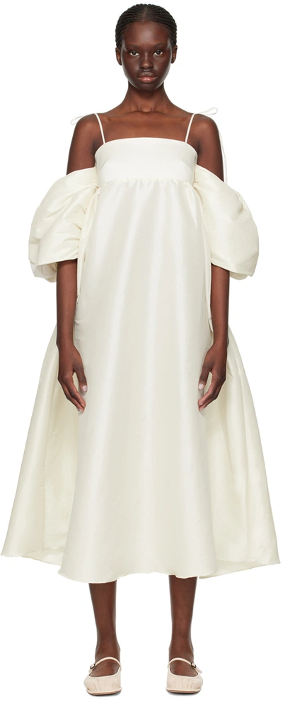 Kika Vargas Off-white Dressing Gownrta Midi Dress In Ecru