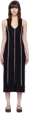 3.1 Phillip Lim Black Piping Maxi Dress In Mi431 Midnight-ivory
