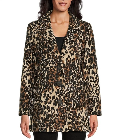 Multiples Cheeta Print Two Pocket Blazer In Multi In Brown