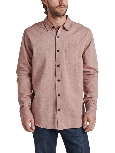 Reef Mens Cotton Collared Button-down Shirt In Pink