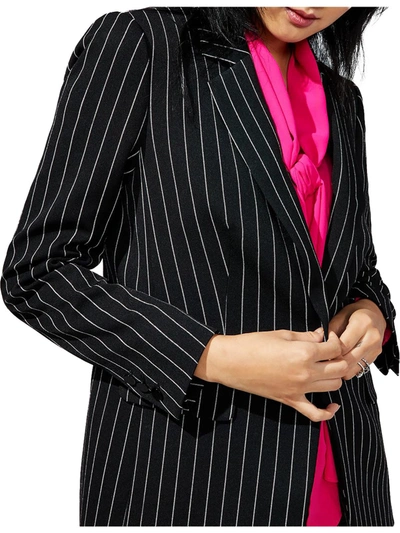 Anne Klein Womens Pinstripe Suit Separate One-button Blazer In Black