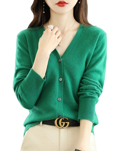 Asne Wool Cardigan In Green