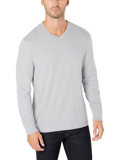 Club Room Mens Cotton V-neck T-shirt In Grey