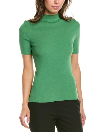 Oscar De La Renta Silk-blend Rib T-shirt In Green