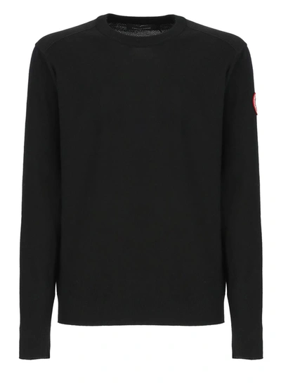 Canada Goose Logo Patch Knit Sweater In Black
