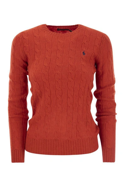 Polo Ralph Lauren Wool And Cashmere Cable-knit Sweater In Red
