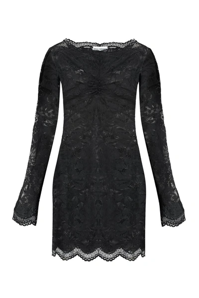 Rabanne Scallop Lace Mini Dress In Black