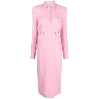 Rowen Rose Striped Wool-blend Midi Dress In Pink