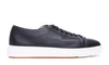 Santoni Calfskin Low-top Sneakers Suede Upper In Black
