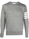 Thom Browne 4-bar Crew Neck Jumper In Grey