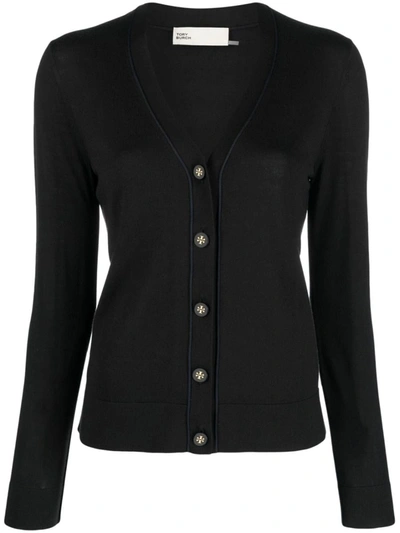 Tory Burch Knitted Cardigan In Black