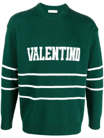 Valentino Garavani Sweaters In Green/ivory