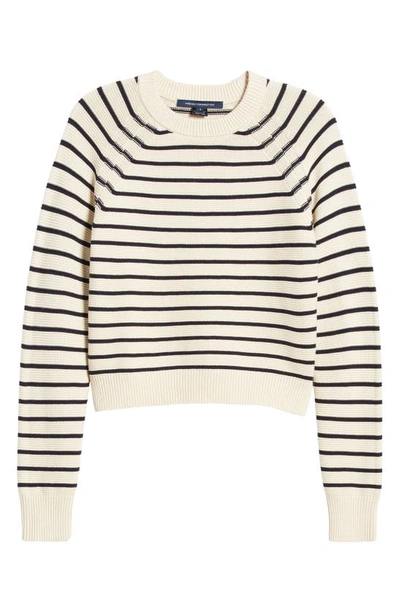 French Connection Relaxed Knitted Jumper In White And Black Stripe In Ecru/utility