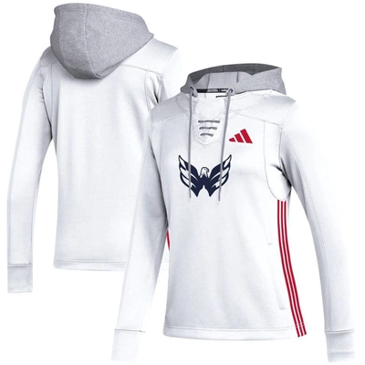 Adidas Originals Women's Adidas White Washington Capitals Refresh Skate Lace Aeroready Pullover Hoodie