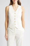 Anne Klein Pinstripe Vest In Bright White/ Latte